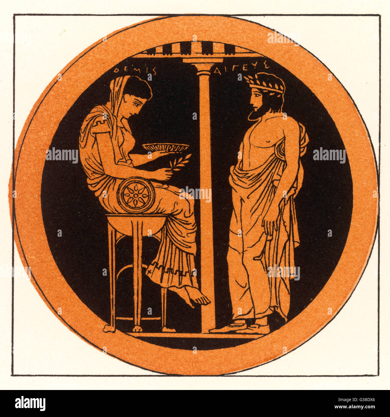Consulting an oracle, in Ancient Greece        Date: BC Stock Photo