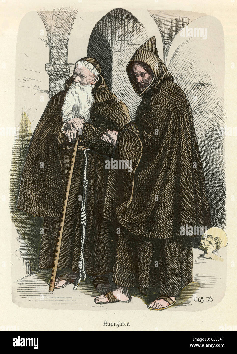 CAPUCHIN FRIARS - FRANCISCAN MONKS OF THE  NEW RULE OF 1528 Stock Photo