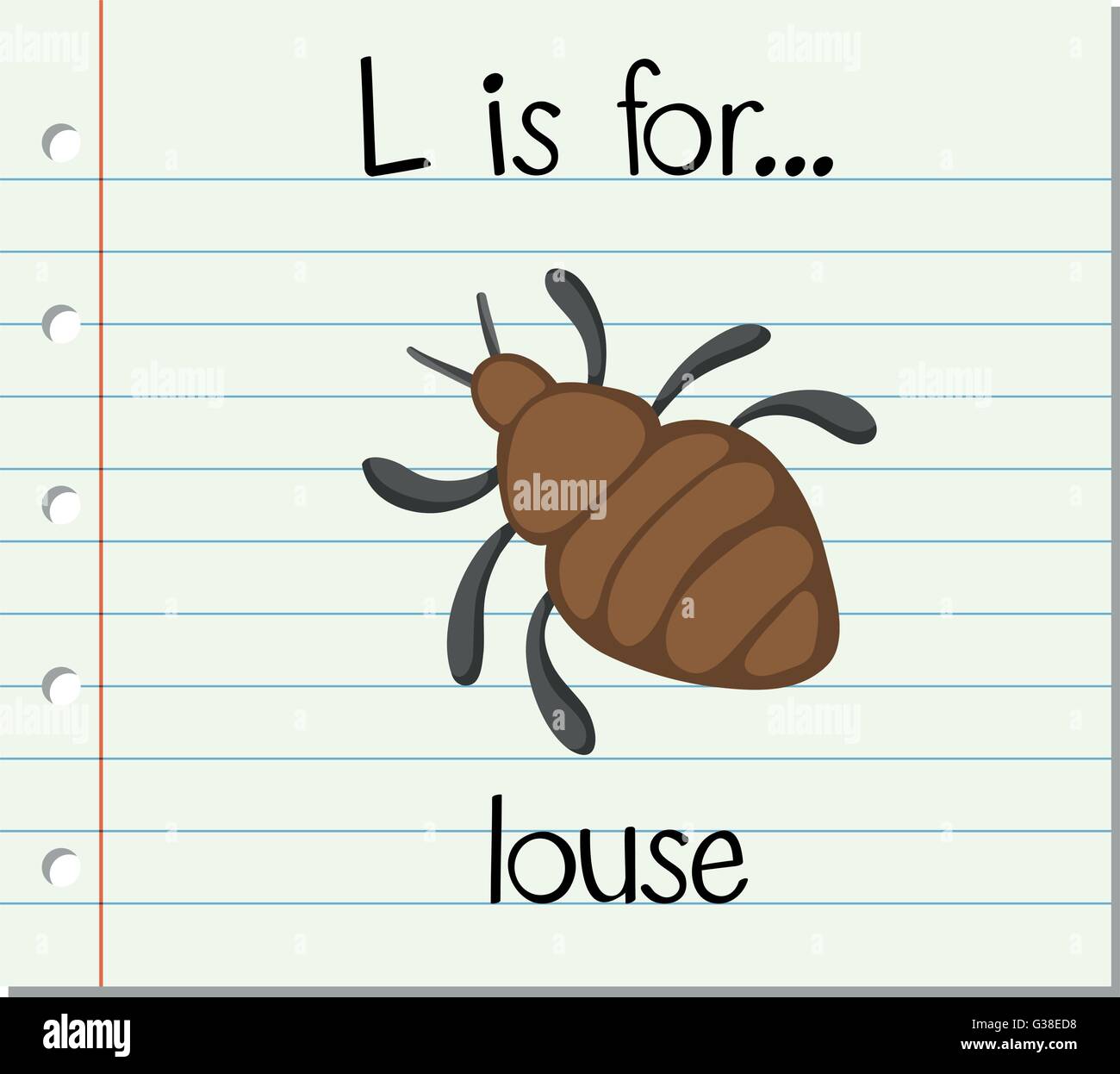 Flashcard letter L is for louse illustration Stock Vector