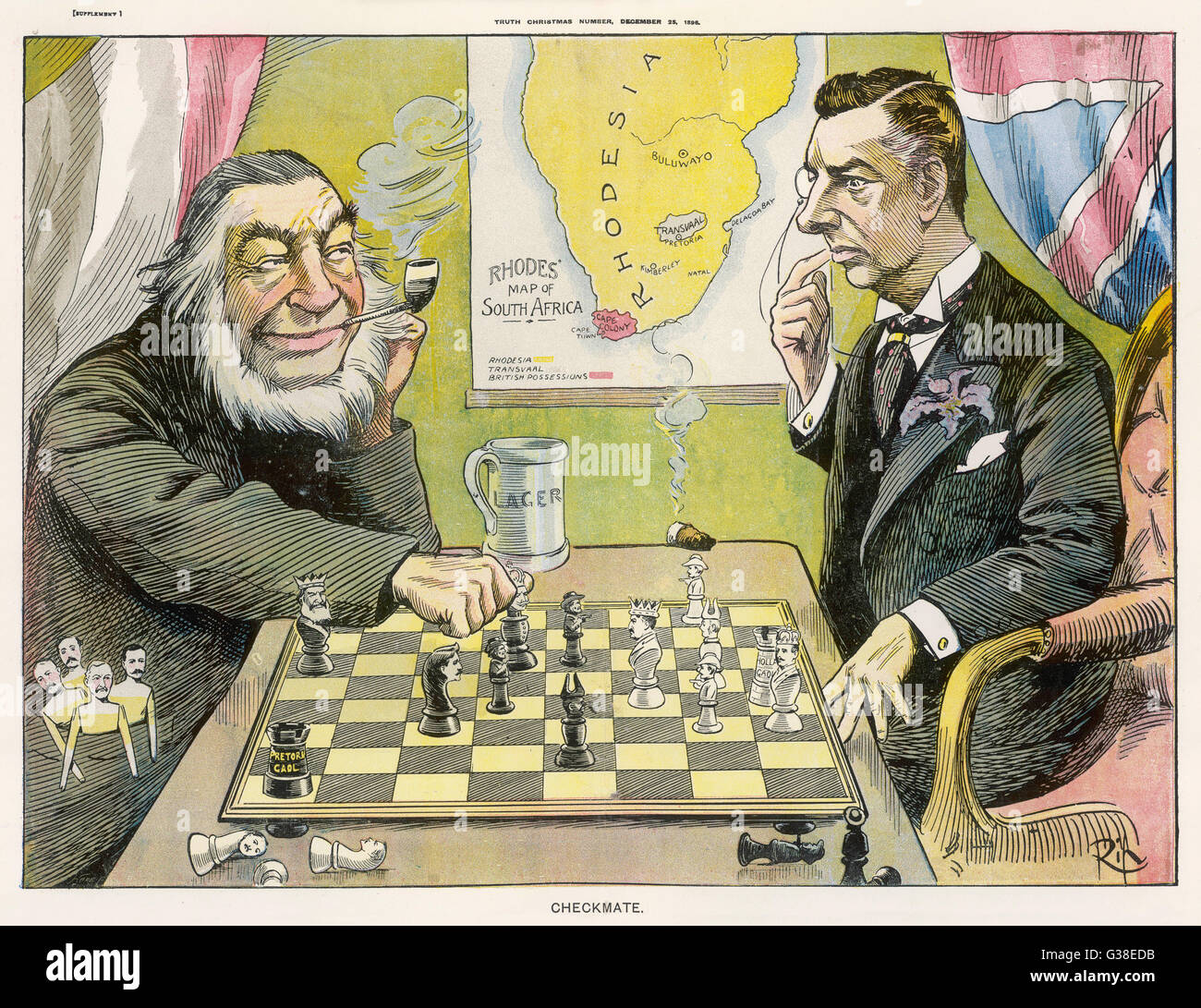 PAUL KRUGER  Kruger outwits Joseph  Chamberlain during discussions  over South Africa      Date: 1825-1904 Stock Photo