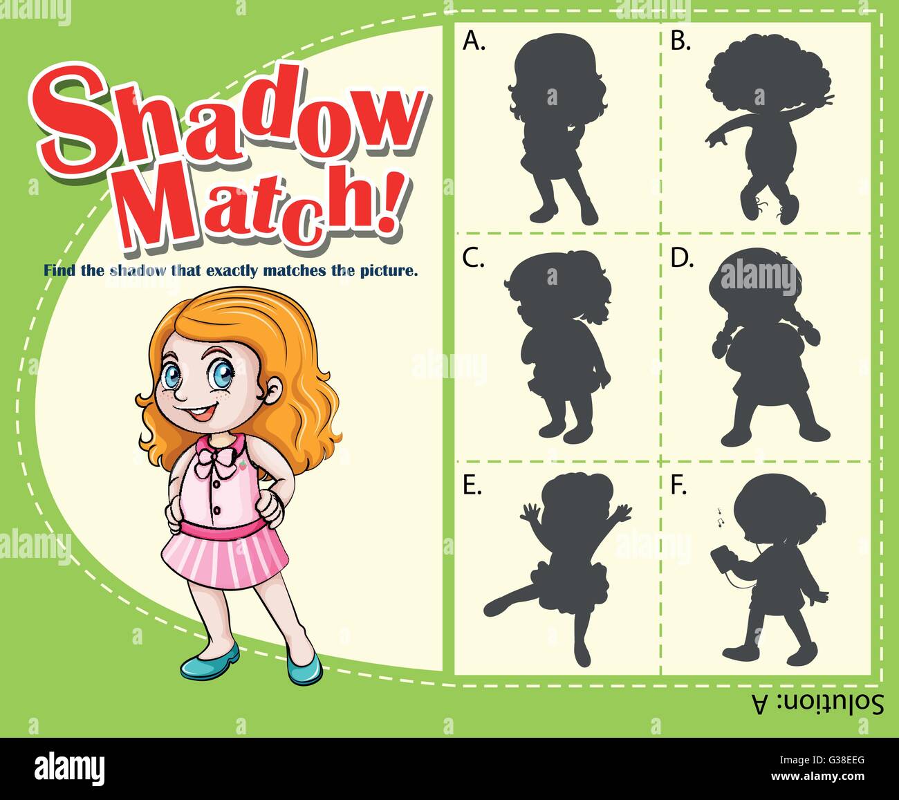 Game template with shadow matching girl illustration Stock Vector Image ...
