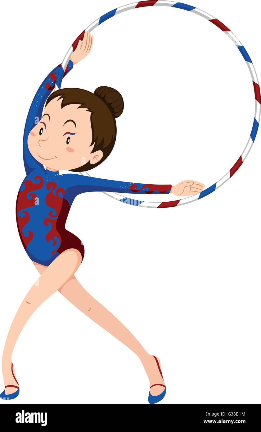 Female athlete doing gymnastics with hoop illustration Stock Vector ...