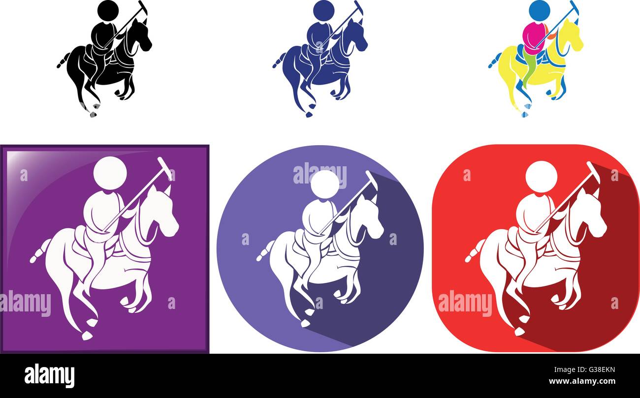 Sport icon for esquestrian in three designs illustration Stock Vector