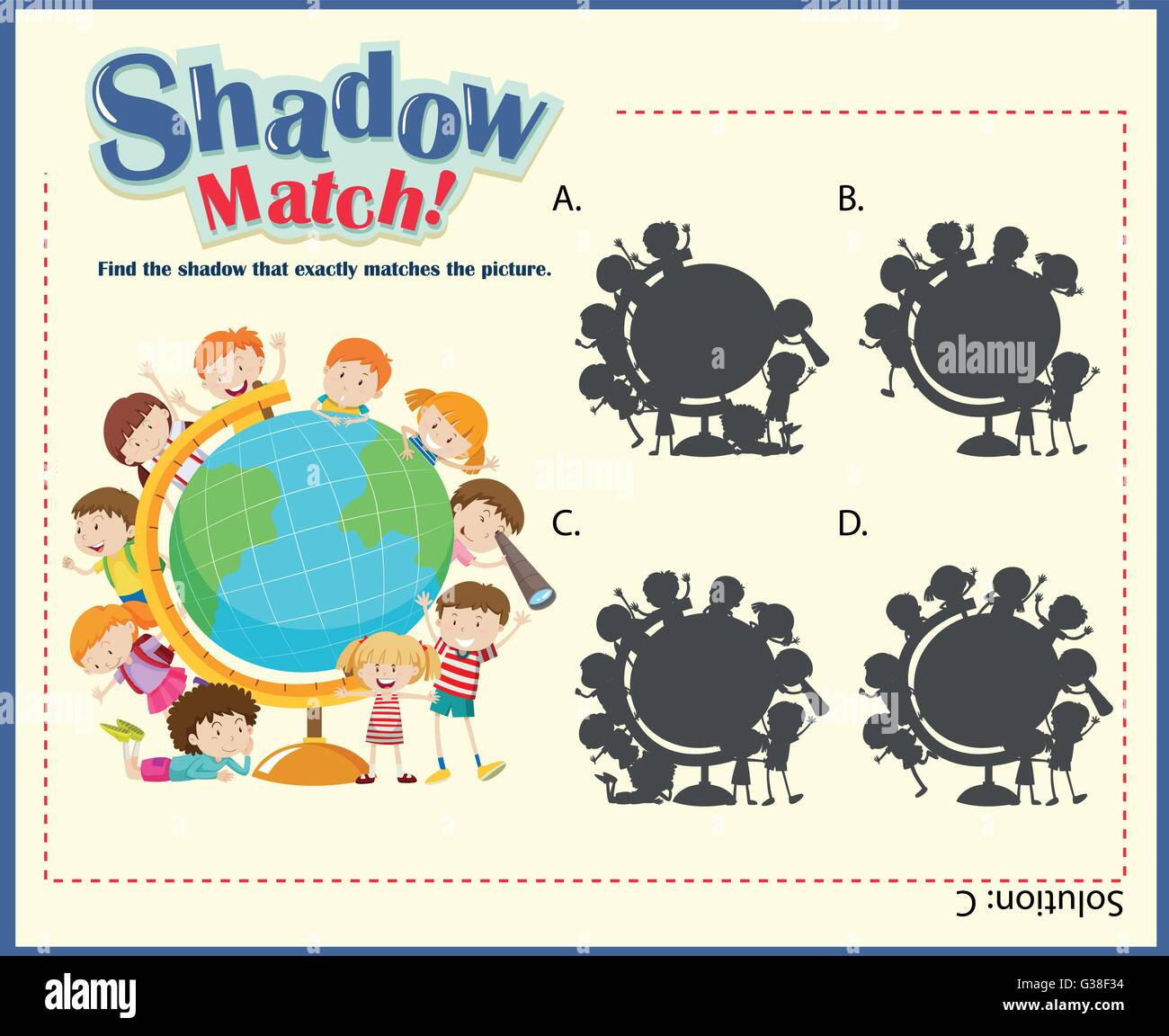 Game template for shadow matching children illustration Stock Vector ...