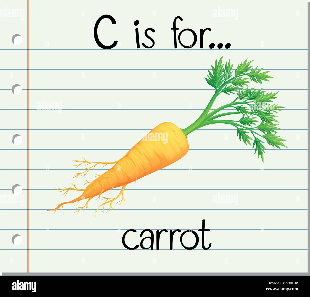 Flashcard letter C is for carrot illustration Stock Vector
