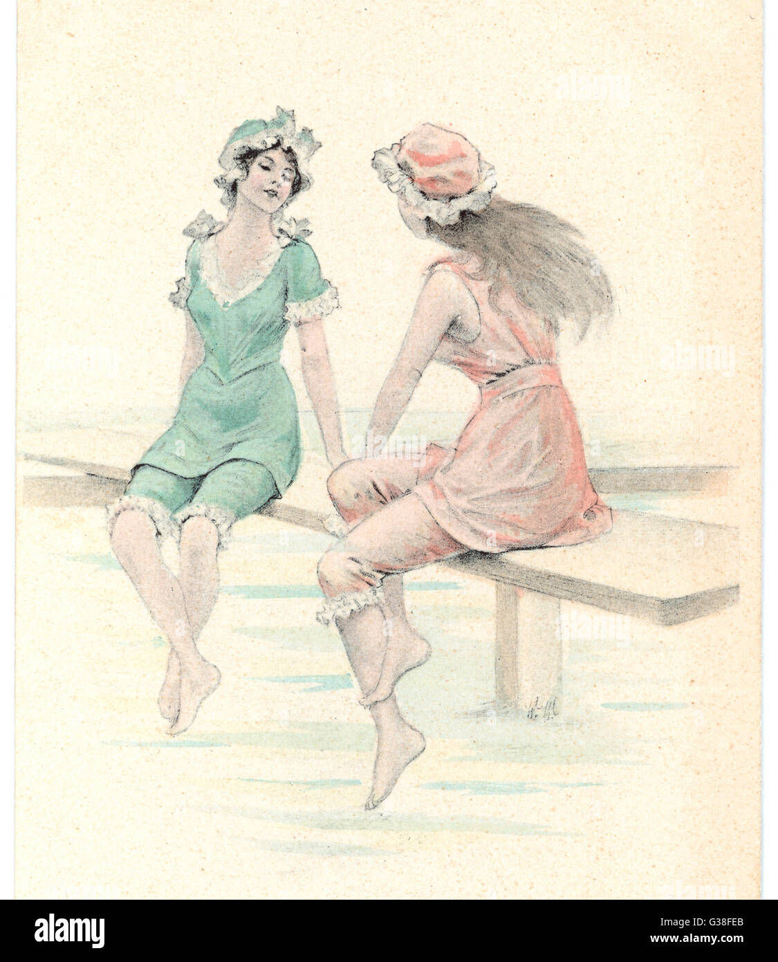 GIRLS ON THE JETTY/1905 Stock Photo - Alamy
