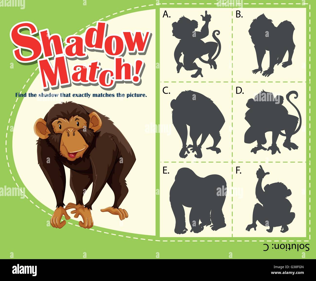 Game template shadow matching monkey illustration Stock Vector Image ...
