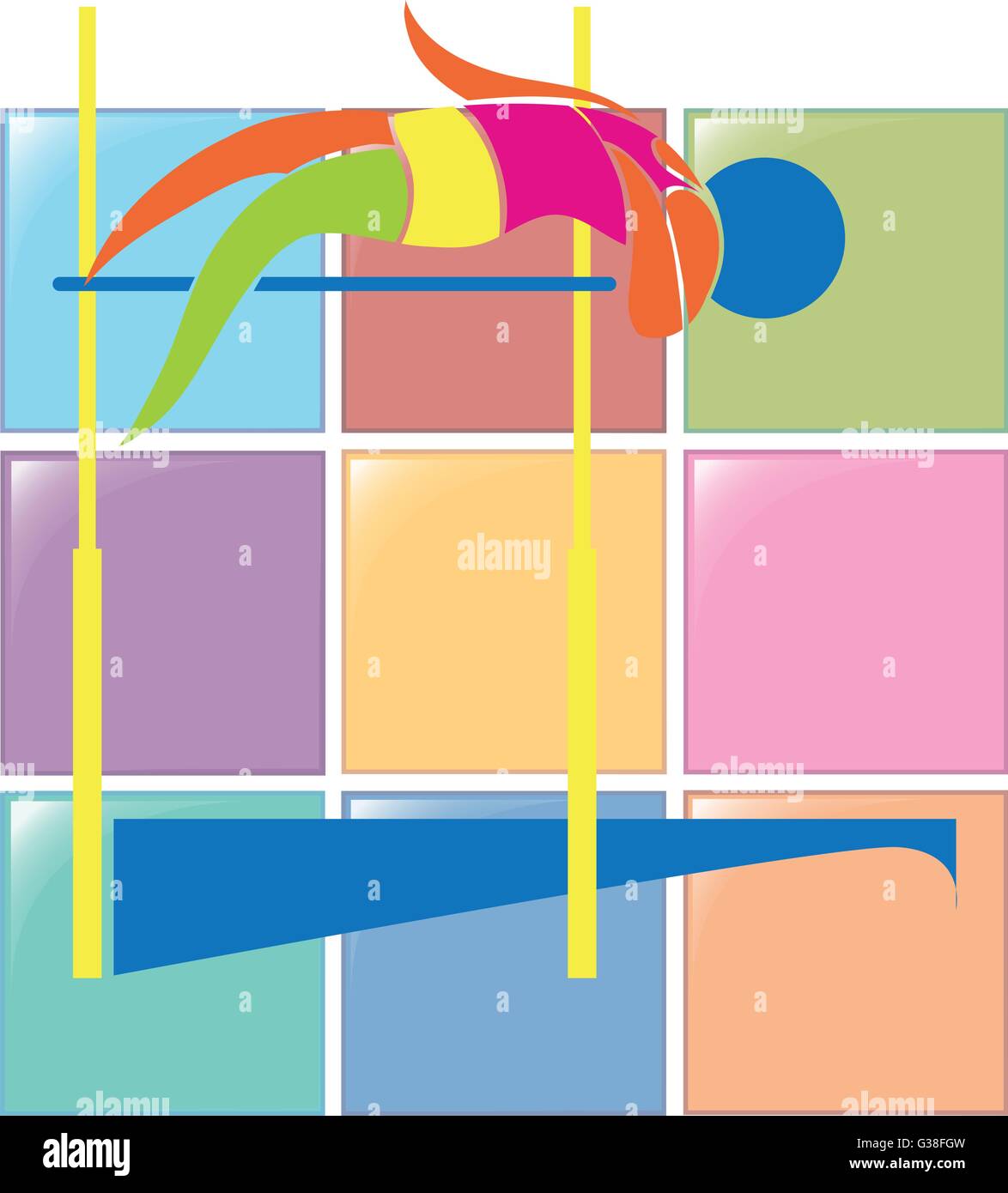 Sport icon design for high jump in colors illustration Stock Vector ...