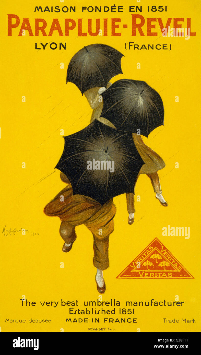 Publicity for Parapluie-Revel,  of Lyon, France        Date: 1930s Stock Photo