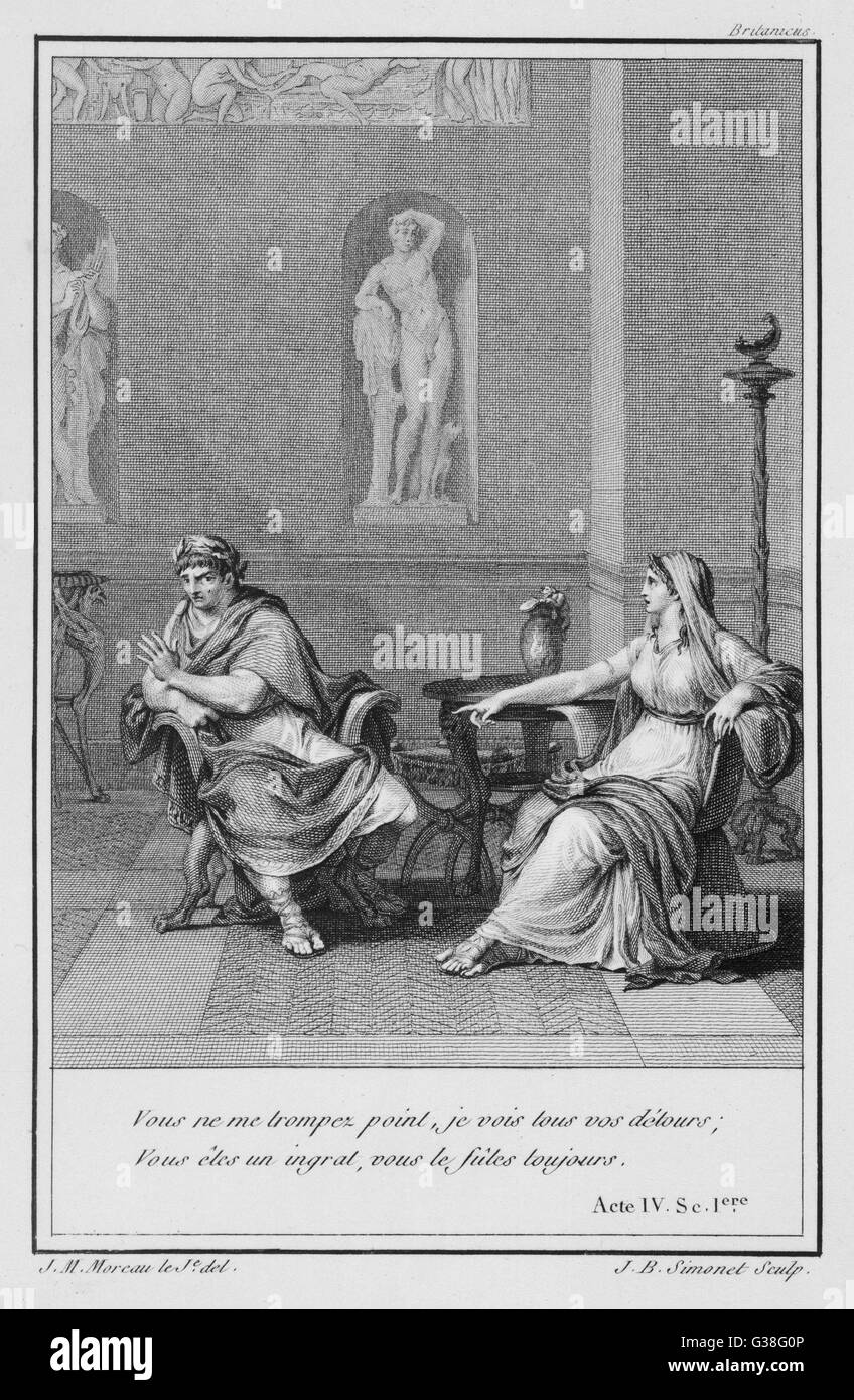'BRITANNICUS'  Agrippina reproaches Nero        Date: 1669 Stock Photo