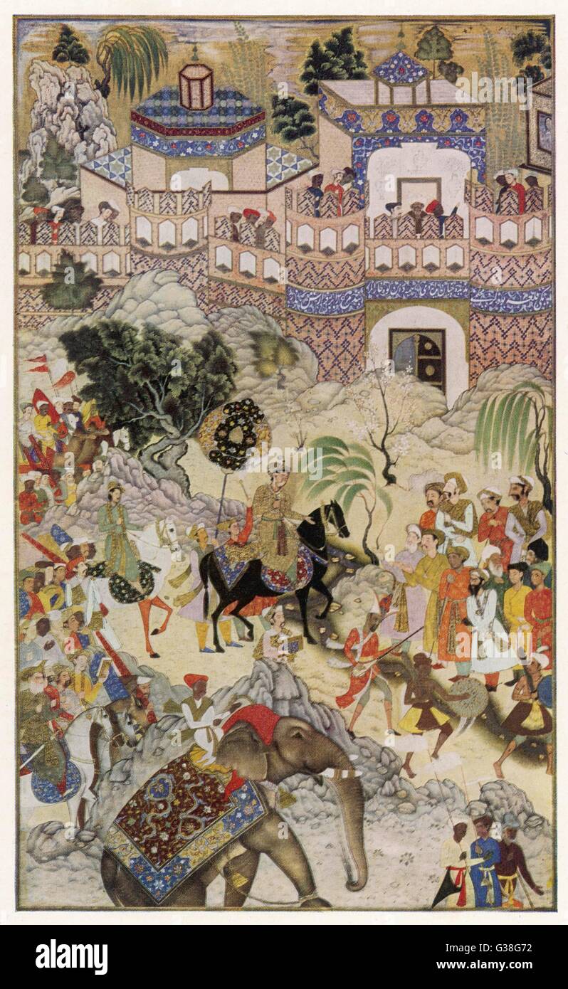 AKBAR AT SURAT 1572 Stock Photo