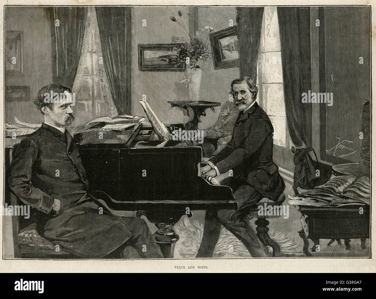 VERDI & BOITO AT PIANO Stock Photo