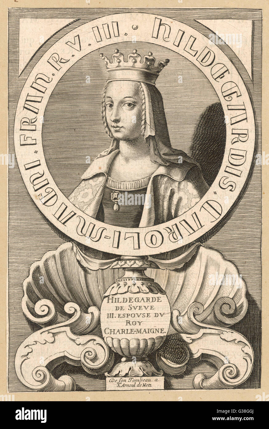 HILDEGARDE de Sueve (Swabia) third queen of Charlemagne        Date: circa 800 Stock Photo