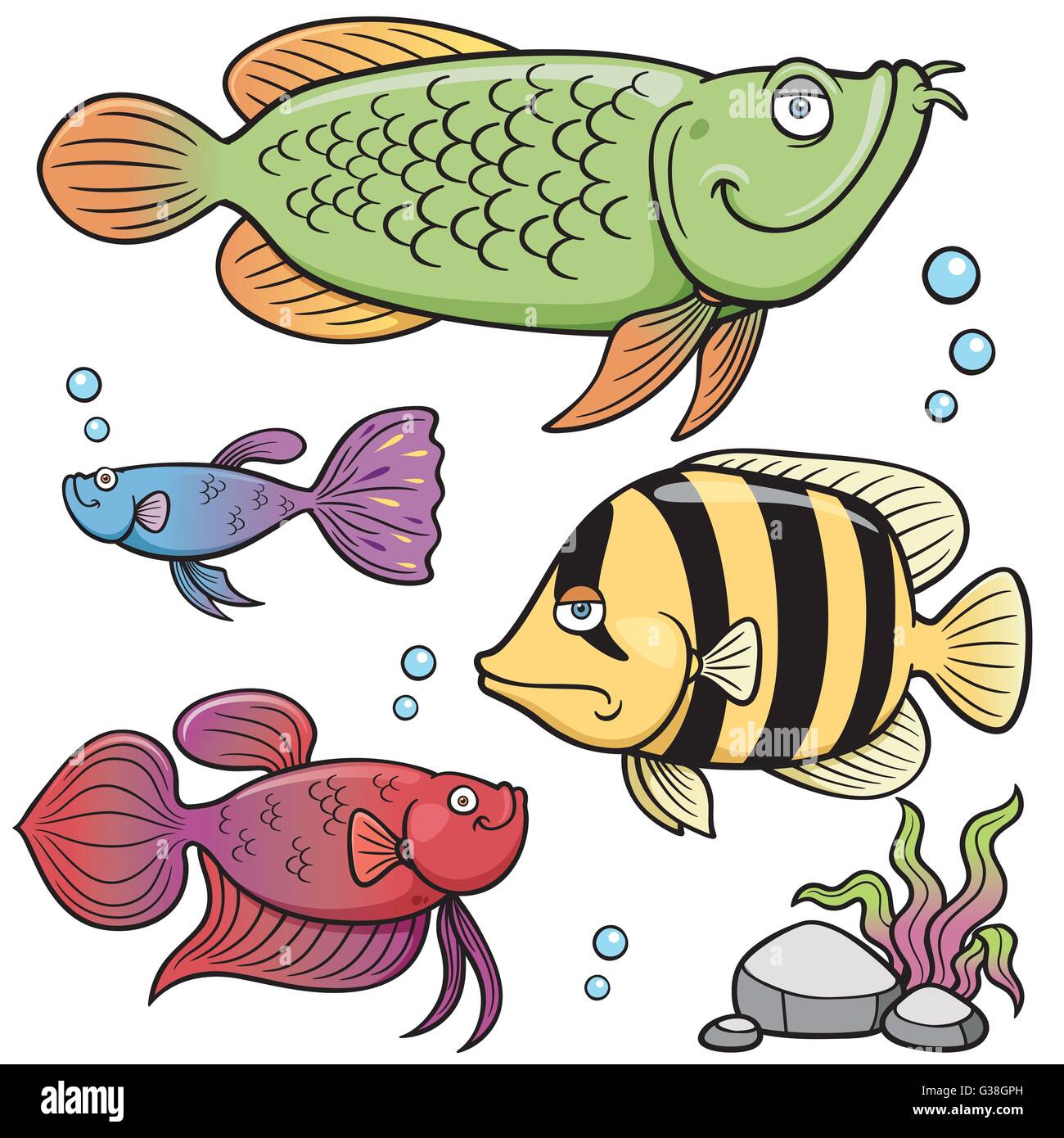 Vector illustration of Aquarium fishes collection Stock Vector Image