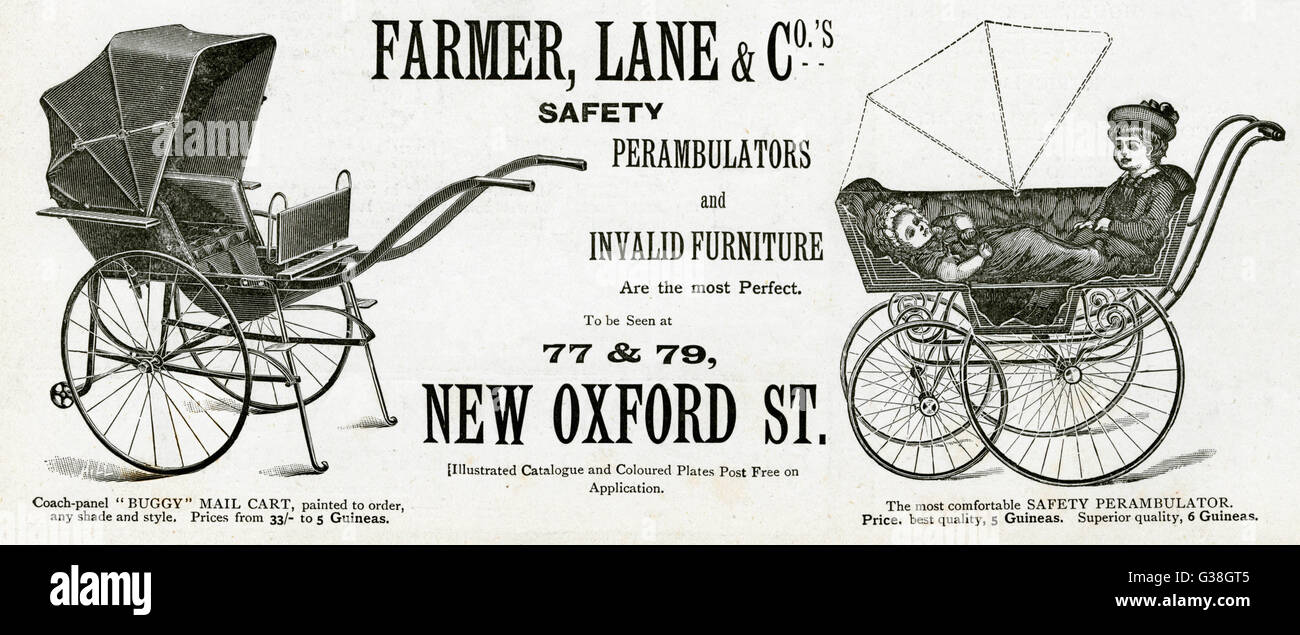 Advert for Farmer, Lane Co , mail carts and prams Stock Photo Alamy