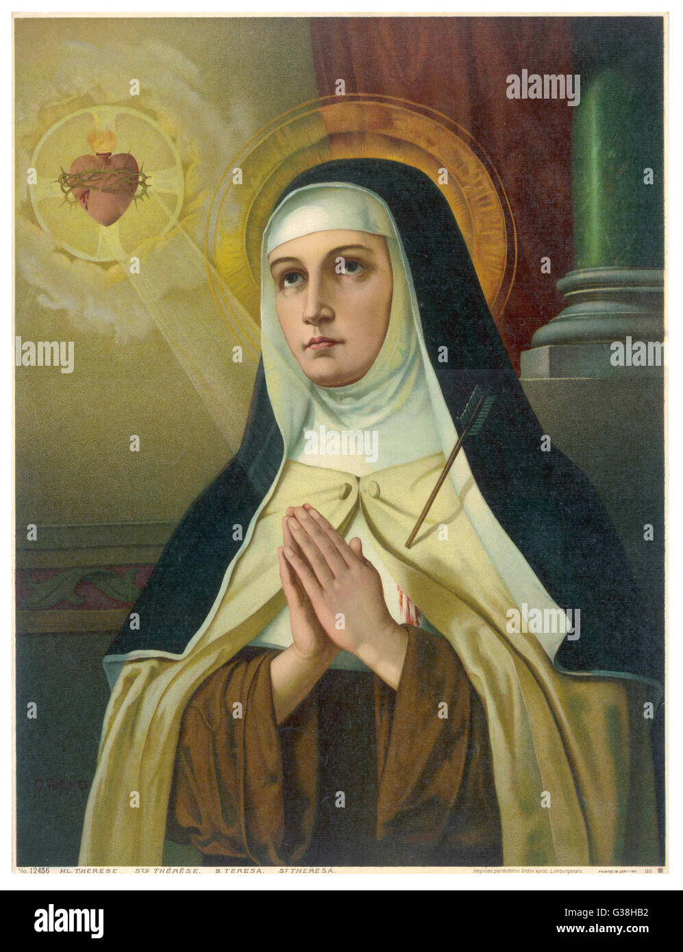 SAINT TERESA OF AVILA depicted enraptured in contemplation of the