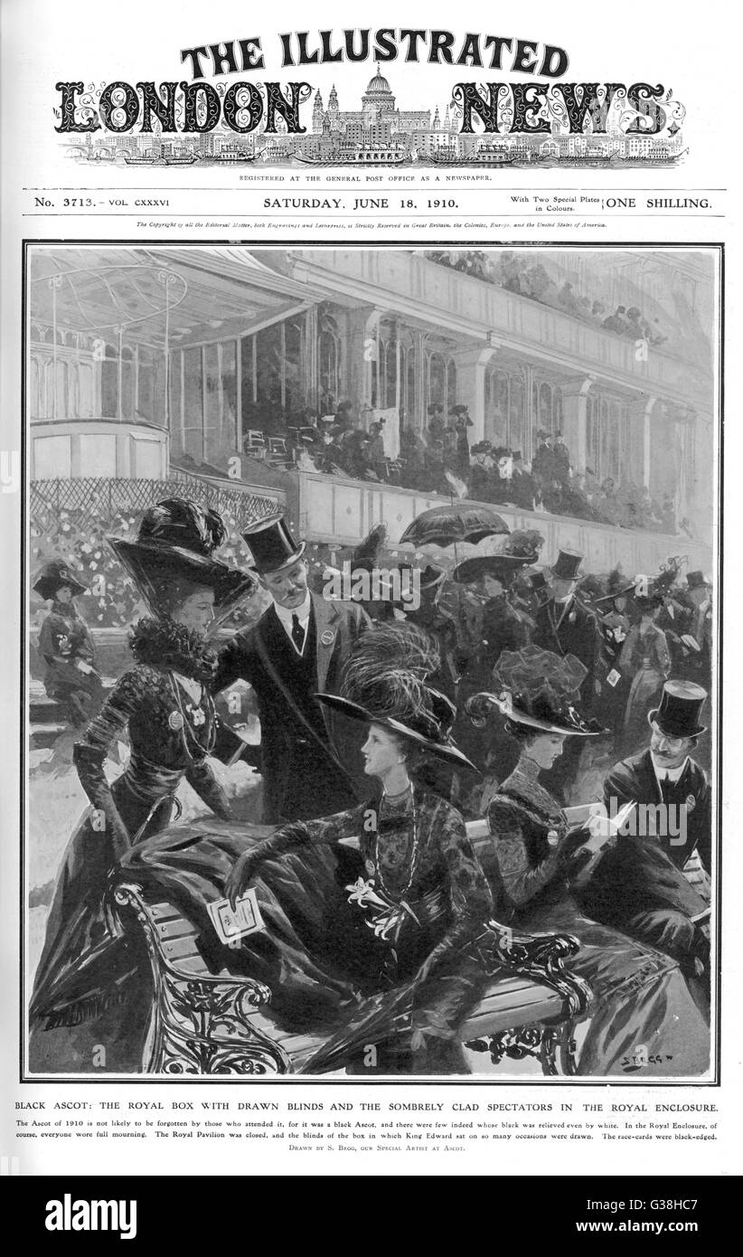 'Black Ascot' - due to the recent death of Edward VII, racegoers at ...