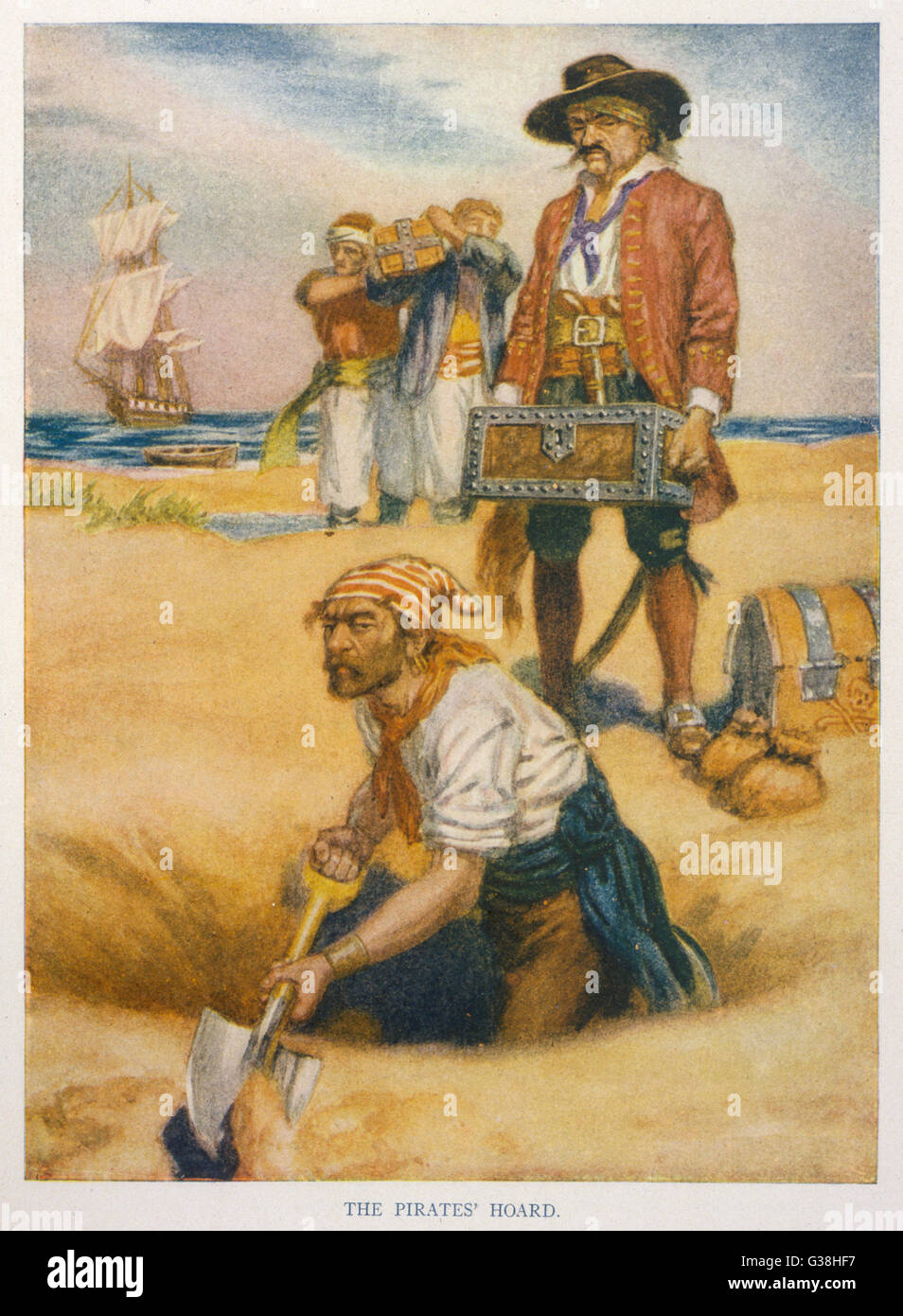 Pirates bury treasure Stock Photo