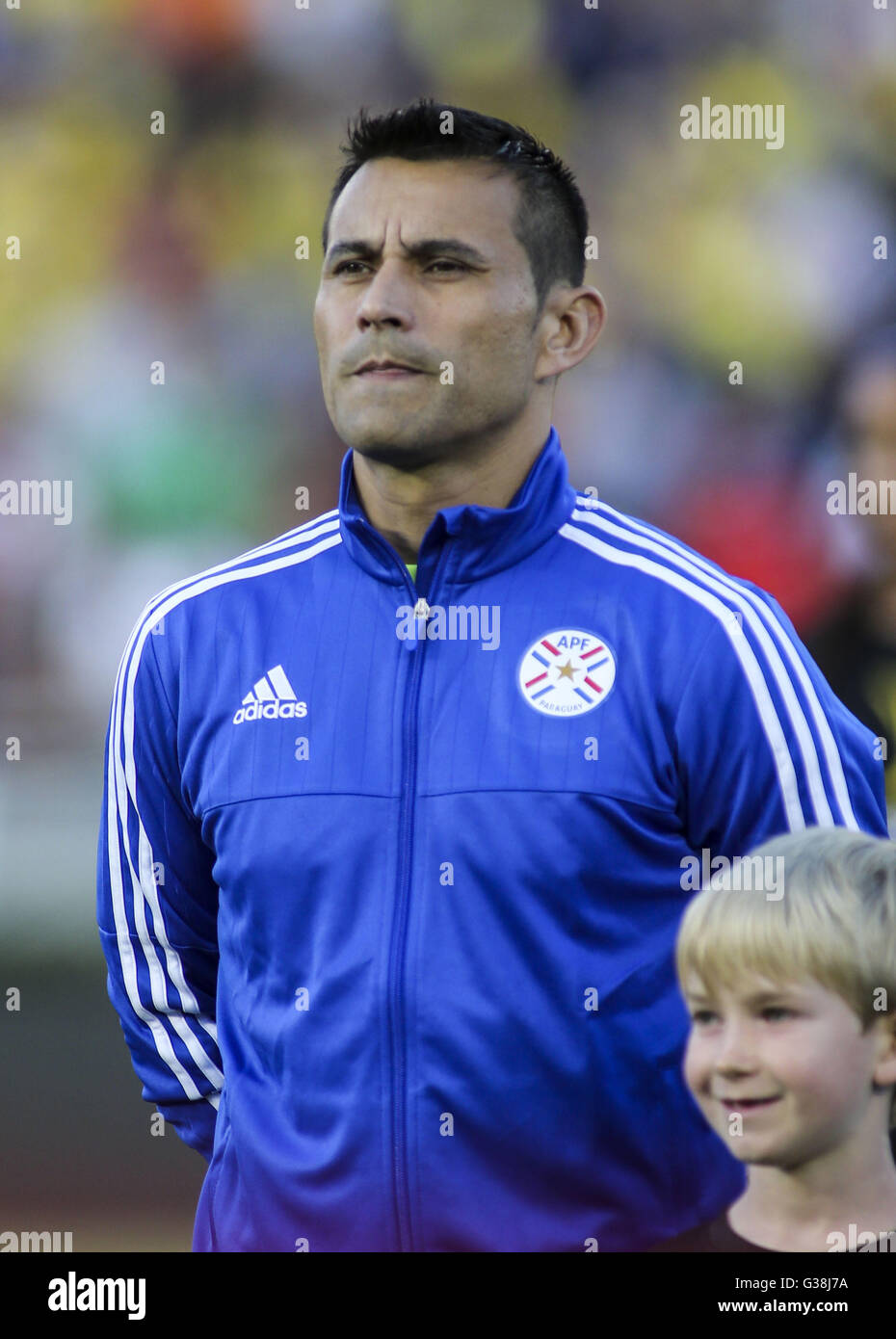 Los Angeles, California, USA. 7th June, 2016. Paraguay goalkeeper Justo Villar in the Copa America soccer match against Colombia at Rose Bowl in Pasadena, California, June 7, 2016. Colombia won 2-1. © Ringo Chiu/ZUMA Wire/Alamy Live News Stock Photo