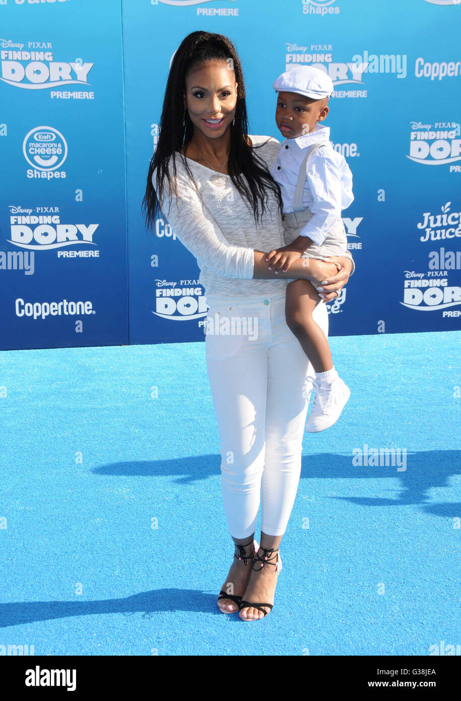 Hollywood, CA, USA. 8th June, 2016. 08 June 2016 - Hollywood. Tamar Braxton, Logan Herbert. Arrivals for the World Premiere Of Disney-Pixar's ''Finding Dory'' held at the El Capitan Theater. Photo Credit: Birdie Thompson/AdMedia Credit:  Birdie Thompson/AdMedia/ZUMA Wire/Alamy Live News Stock Photo