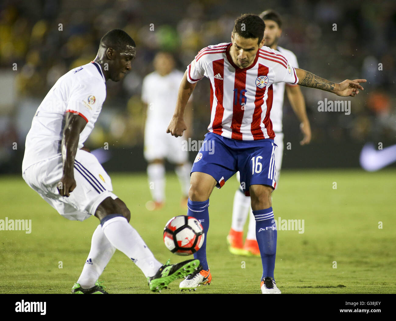 Los Angeles, California, USA. 7th June, 2016. Paraguay midfielder Celso ...