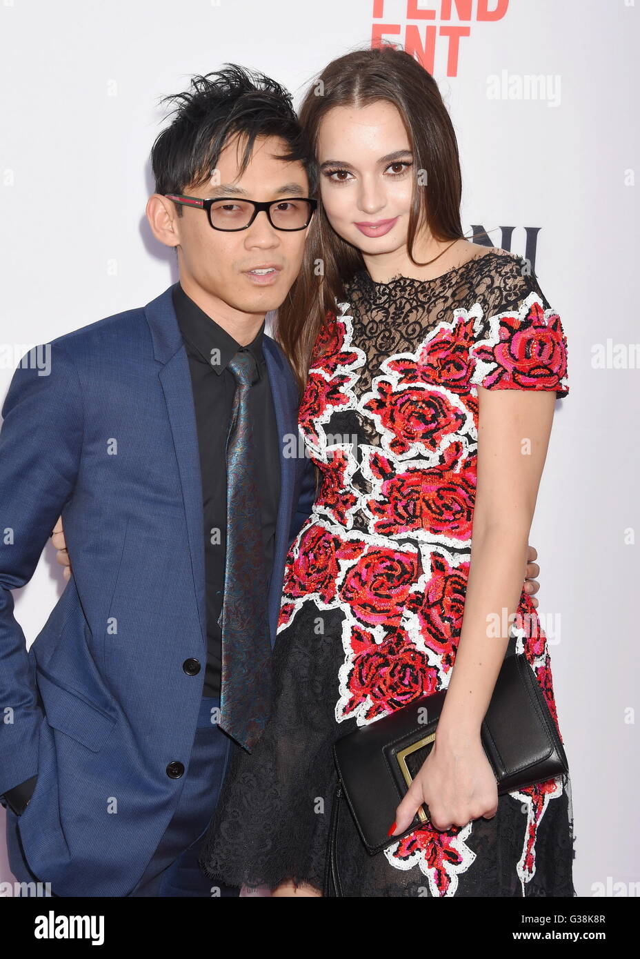 Hollywood, California. 7th June, 2016. HOLLYWOOD, CA - JUNE 07: Writer/director/producer James Wan (L) and actress Ingrid Bisu attend the premiere of 'The Conjuring 2' during the 2016 Los Angeles Film Festival at TCL Chinese Theatre IMAX on June 7, 2016 in Hollywood, California. | Verwendung weltweit © dpa/Alamy Live News Stock Photo