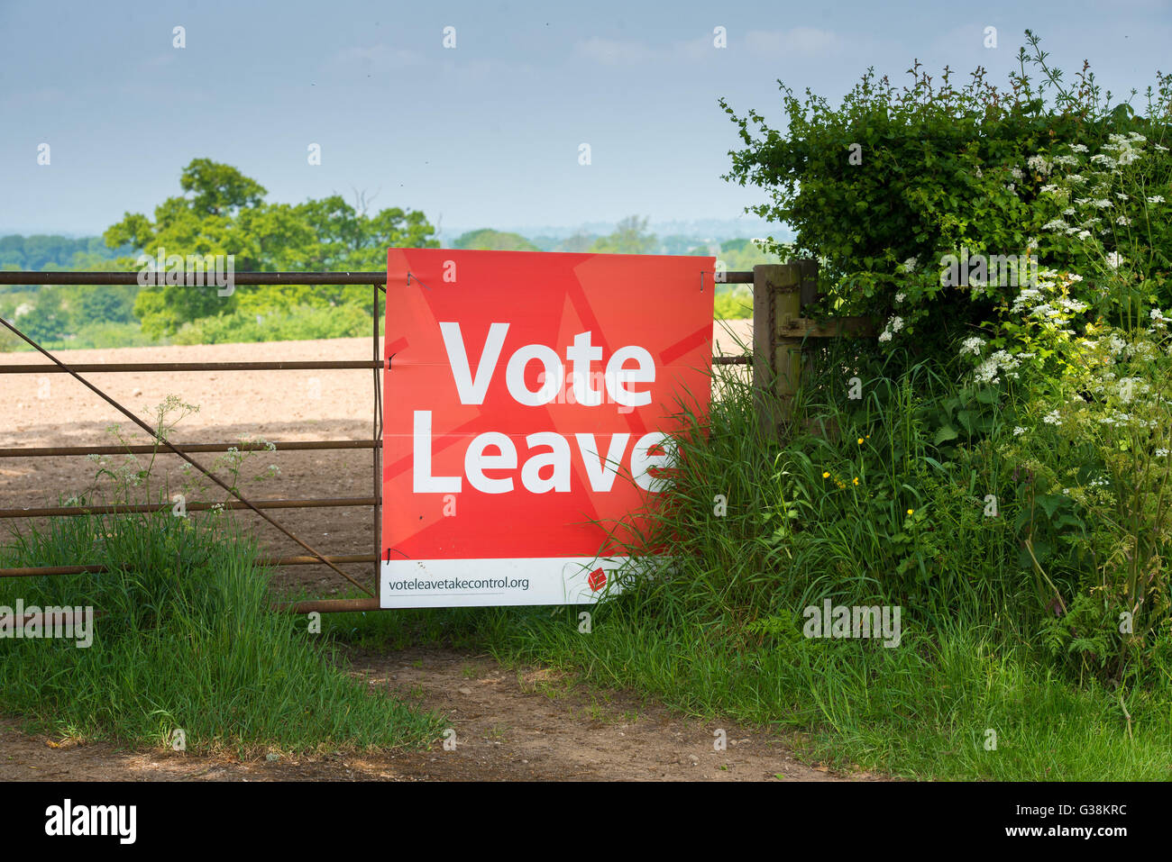 A European election Vote Leave sign in the countryside in the village of Weston Lullingfields, Shrewsbury, Shropshire. Stock Photo
