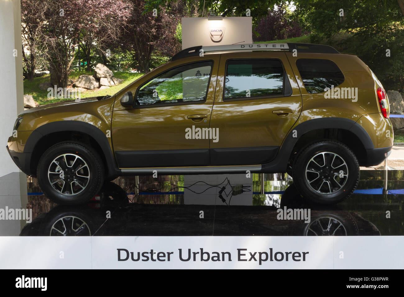 Turin, Italy, 8th June 2016. Side view of Dacia Duster Stock Photo