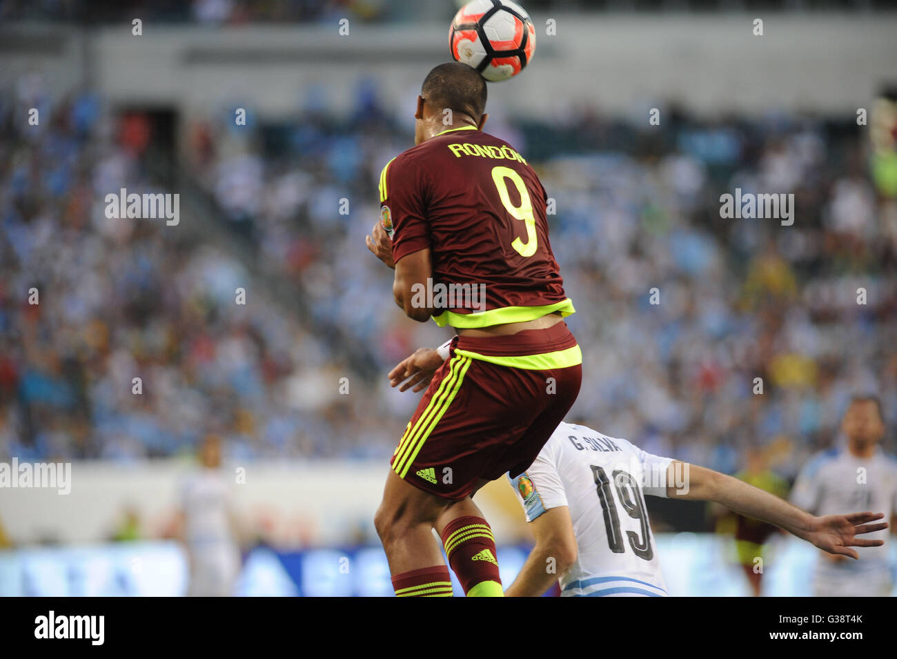 Philadelphia, Pennsylvania, USA. 9th June, 2016. SALMON RONDON (9) of Venezuela in action against Uruguay during the Copa America match held at Lincoln Financial Field in Philadelphia Pa Credit:  Ricky Fitchett/ZUMA Wire/Alamy Live News Stock Photo