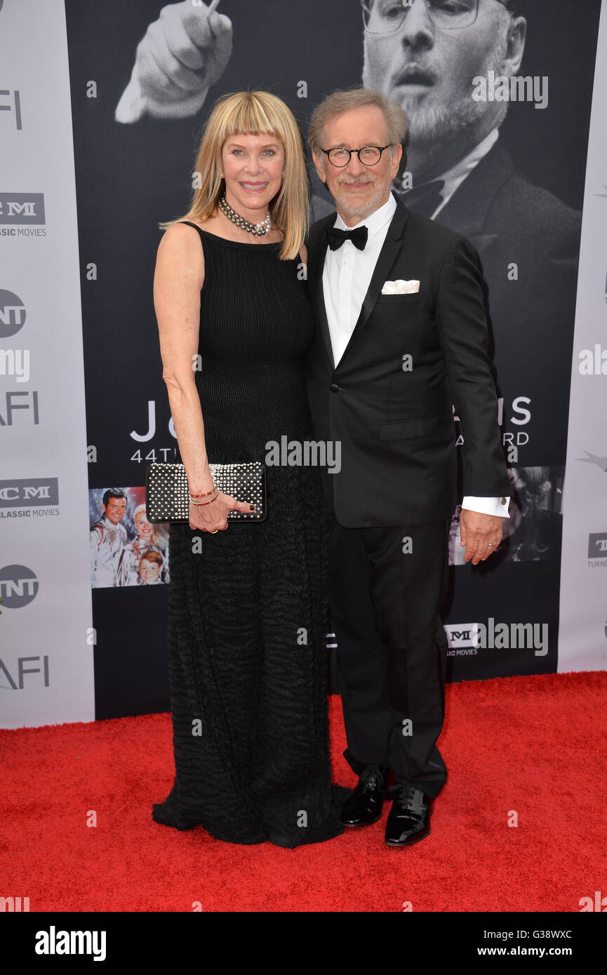 Los Angeles, USA. 09th June, 2016. Director Steven Spielberg & actress wife Kate Capshaw at the 2016 American Film Institute Life Achievement Award gala honoring John Williams at the Dolby Theatre, Hollywood. Picture:  Credit:  Sarah Stewart/Alamy Live News Stock Photo