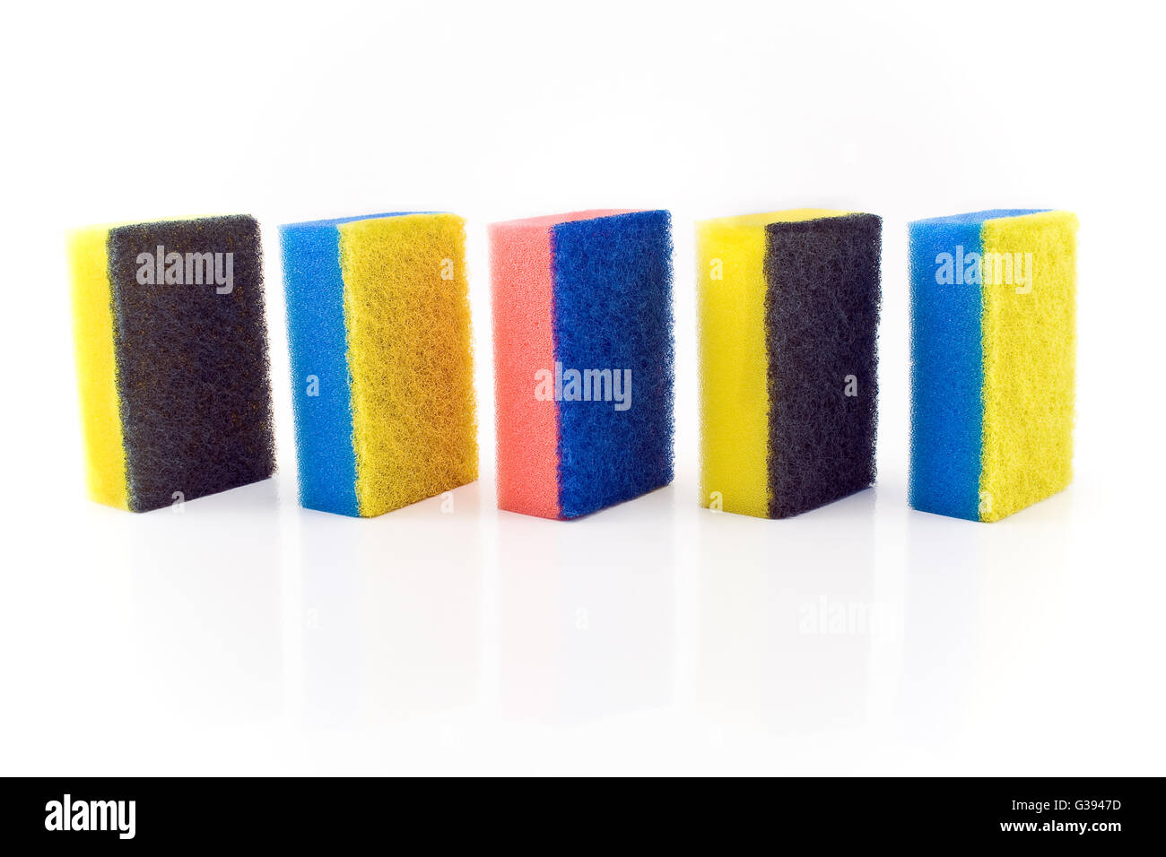 Colorful sponges isolated on white background Stock Photo
