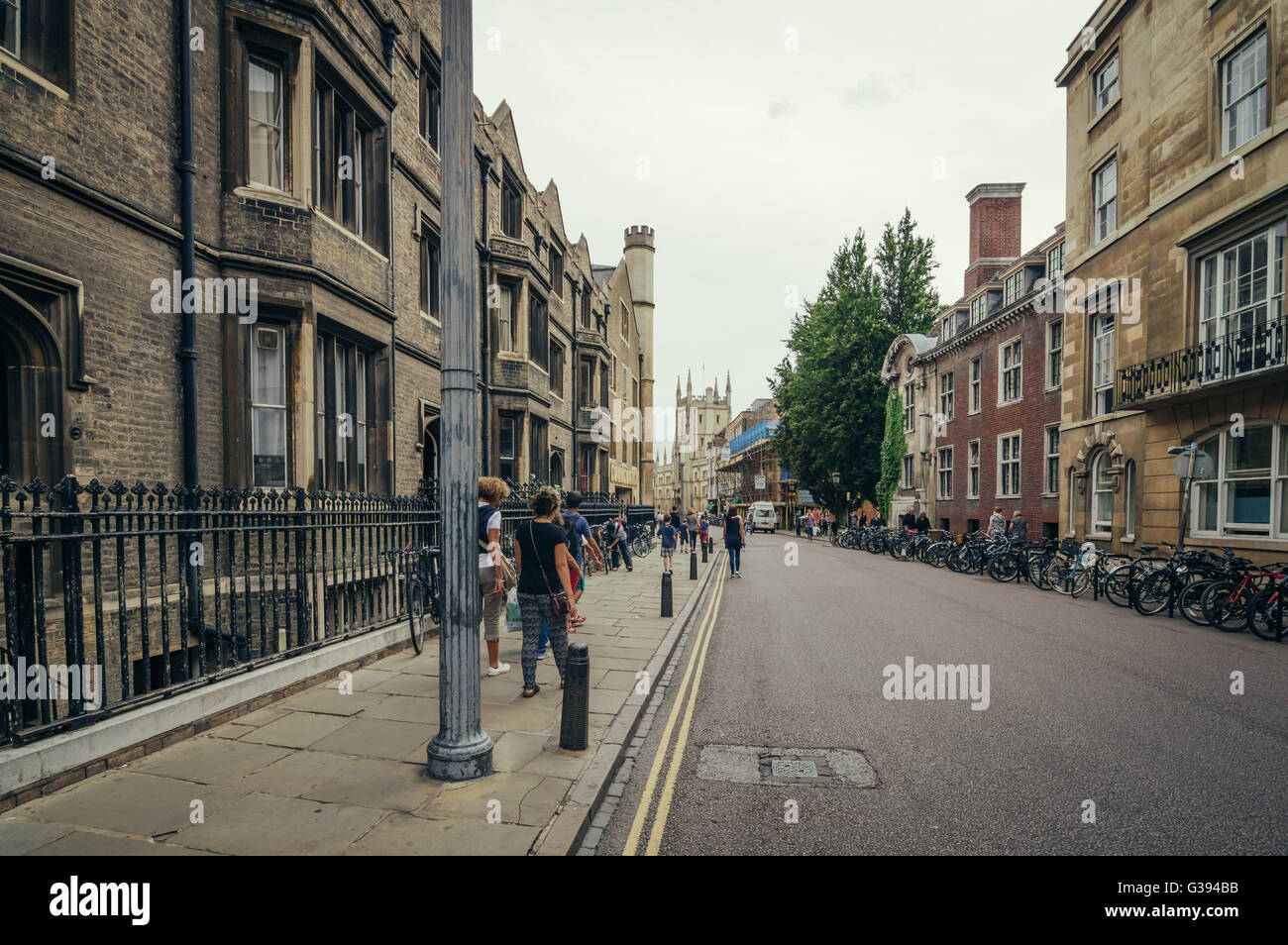 CAMBRIDGE, UK - AUGUST 11, 2015:  People in a Street in Cambridge. Stock Photo