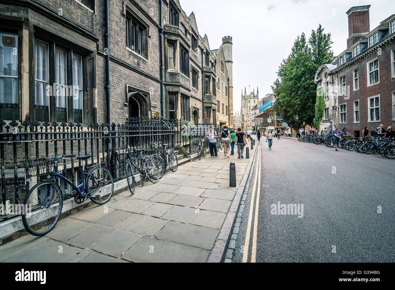 CAMBRIDGE, UK - AUGUST 11, 2015:  People in a Street in Cambridge. Stock Photo