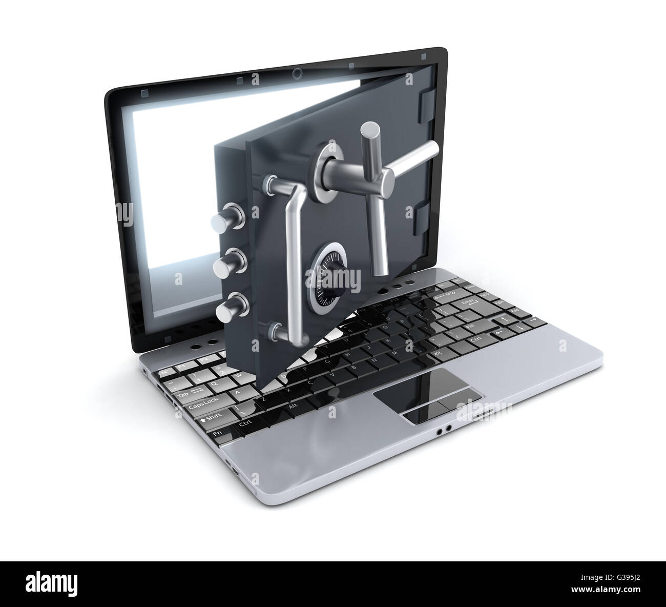 Abstract Laptop Secure Done In 3d Rendering Stock Photo