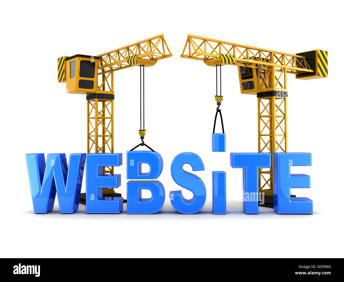 Abstract website and crane (done in 3d rendering) Stock Photo