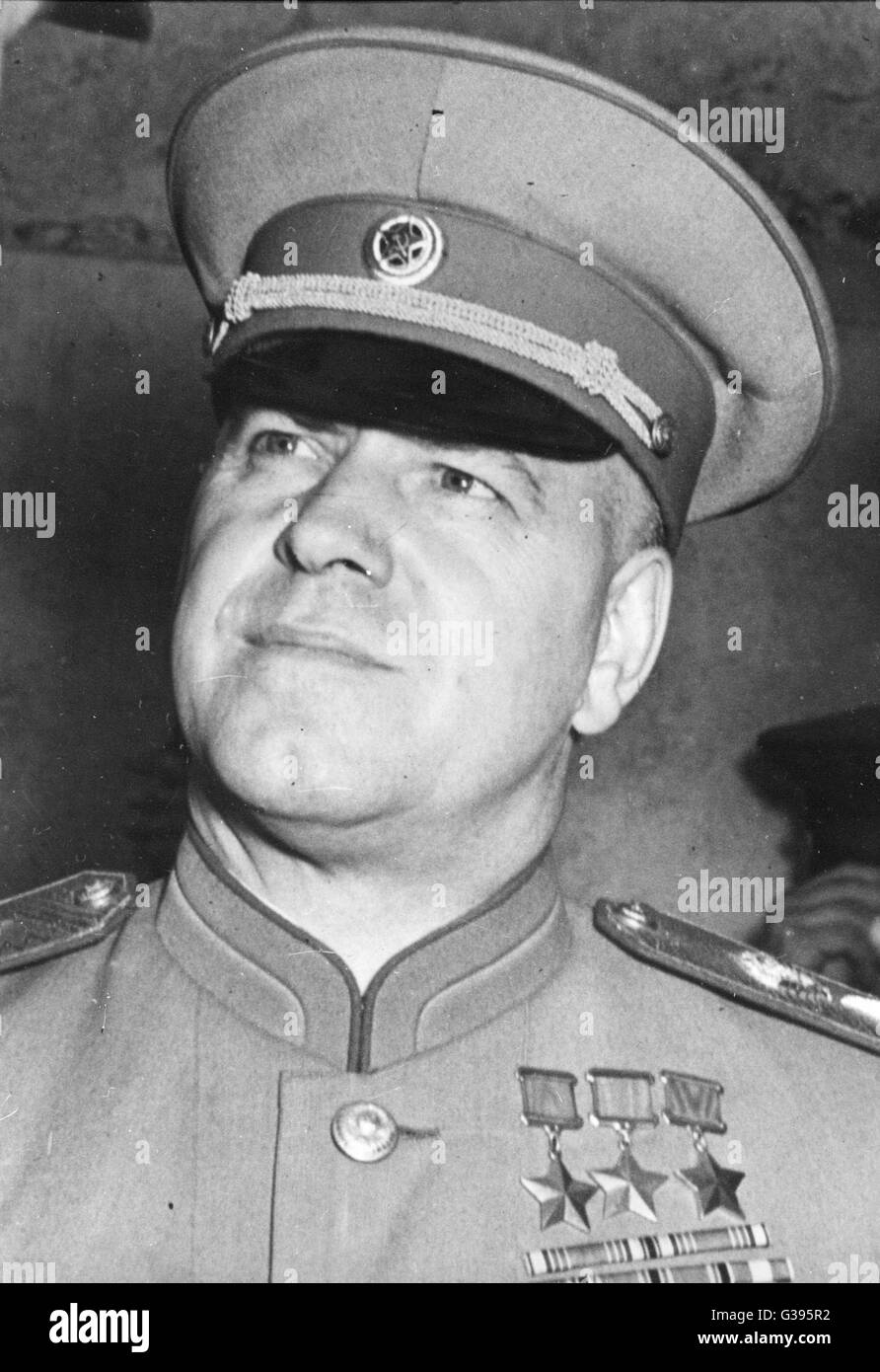 Head and shoulders photograph of Soviet Marshal Georgy Zhukov (1896-1974). Stock Photo