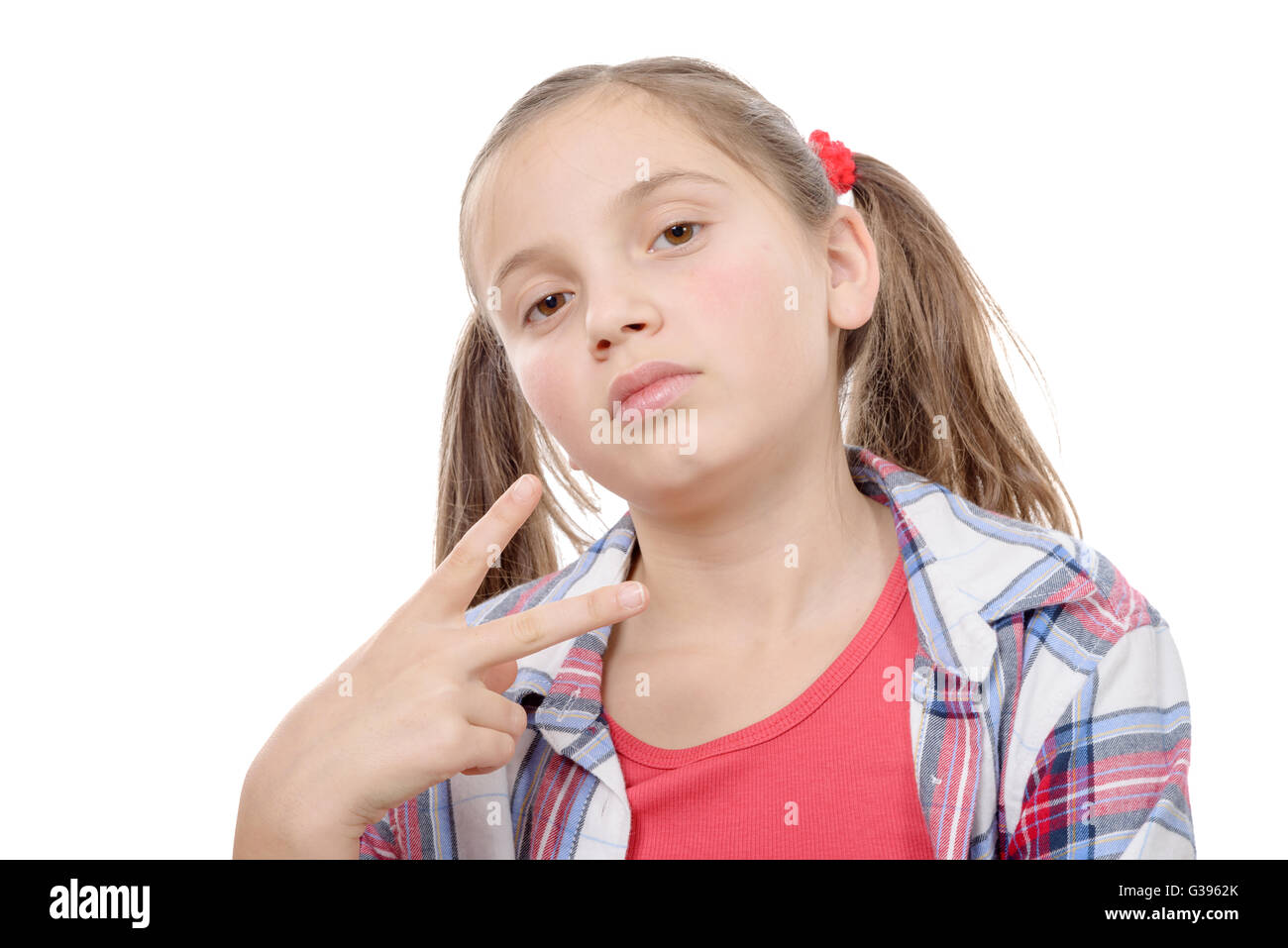portrait of preteen girl isolated on white background Stock Photo - Alamy