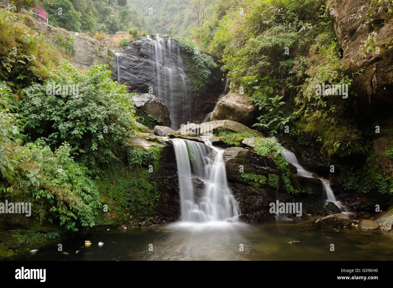 A portion of Chunnu Summer Falls at Rock Garden, Darjeeling, West Bengal, India Stock Photo