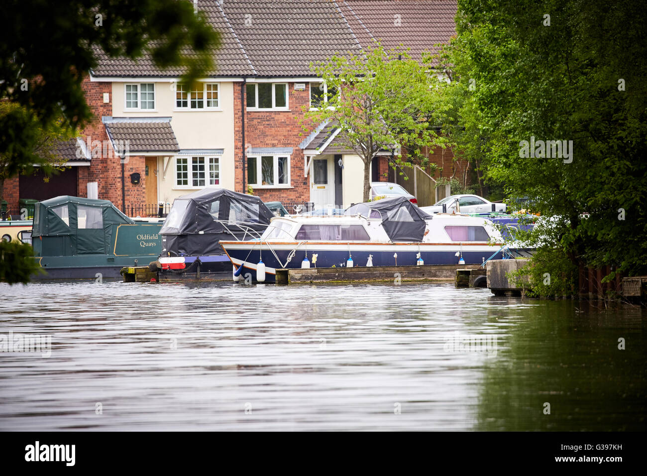 Altrincham canal Marina at Oldfield Brow  Boat canal, canals narrowboat  river stream waterway, narrow boat, club stoppages cana Stock Photo