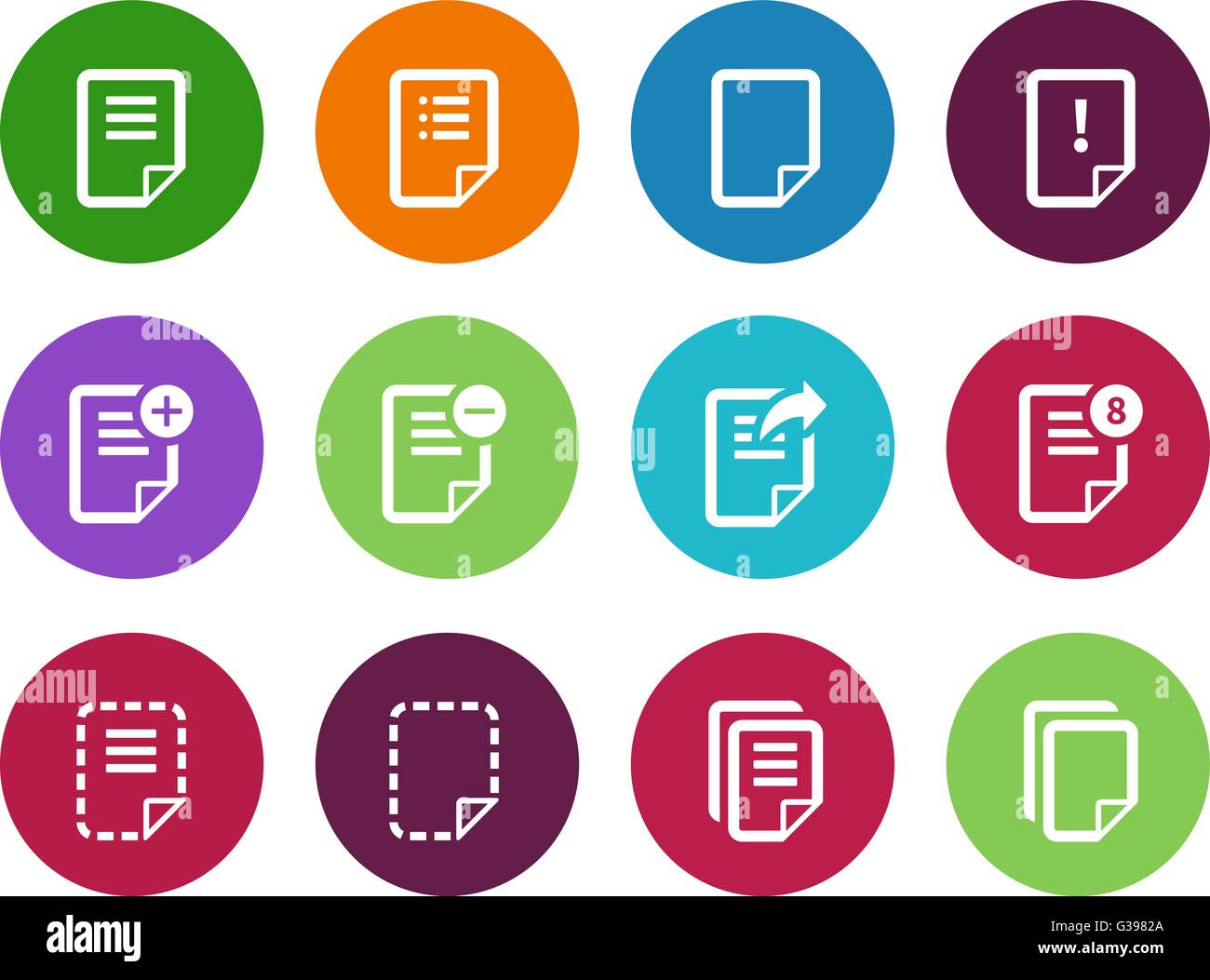 Notepad Document file and Note circle icons Stock Vector Image & Art