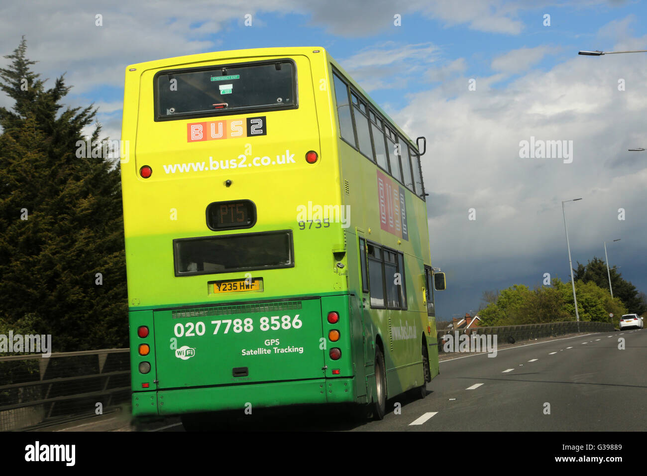 Surrey England Double Decker Bus On Guildford Bypass Stock Photo