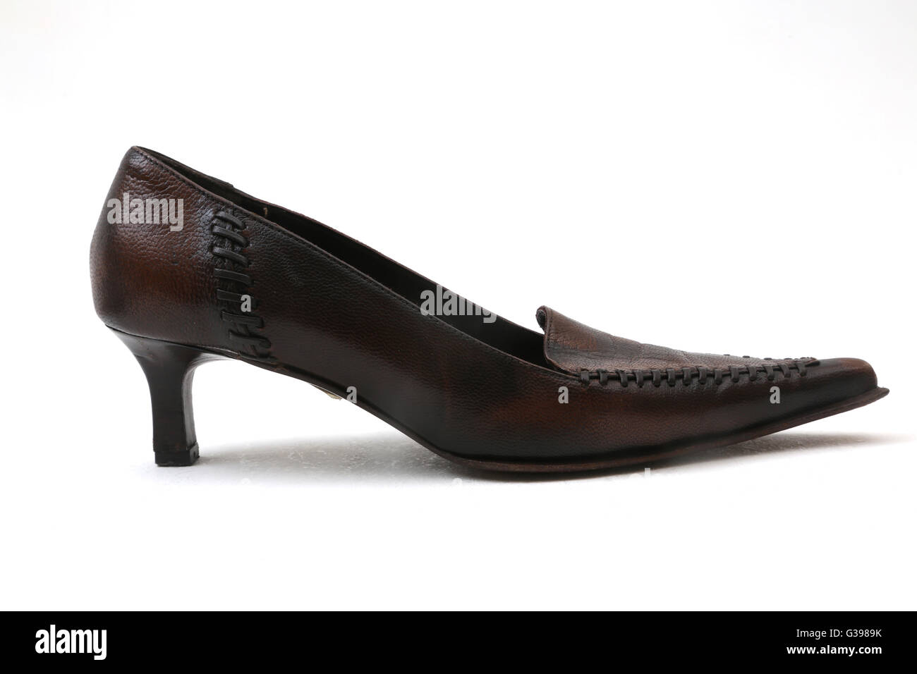 Vintage Hand Made Italian Designer Leather Shoe With Heel Stock Photo