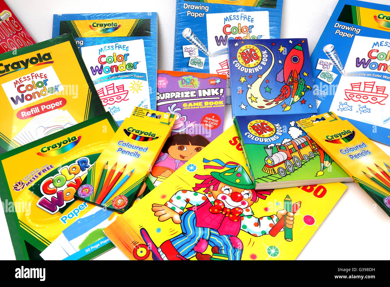colouring books and pencils