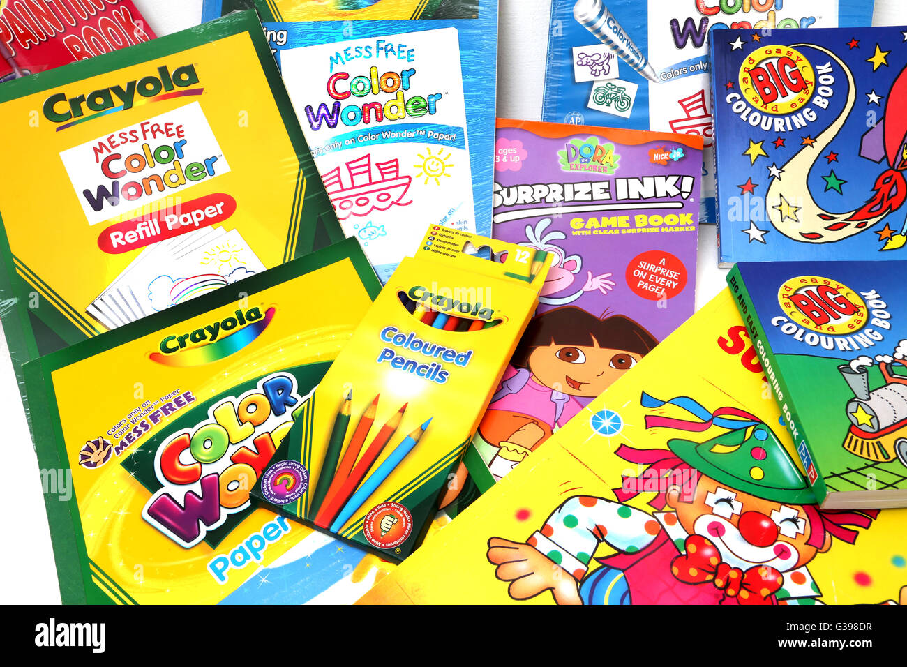 Coloured Paper, Colouring Books And Pencils Stock Photo