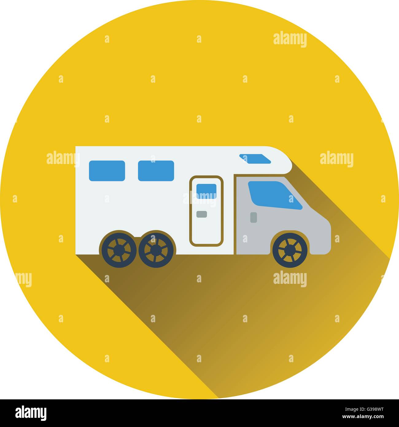 Icon of camping family caravan car. Flat design. Vector illustration ...