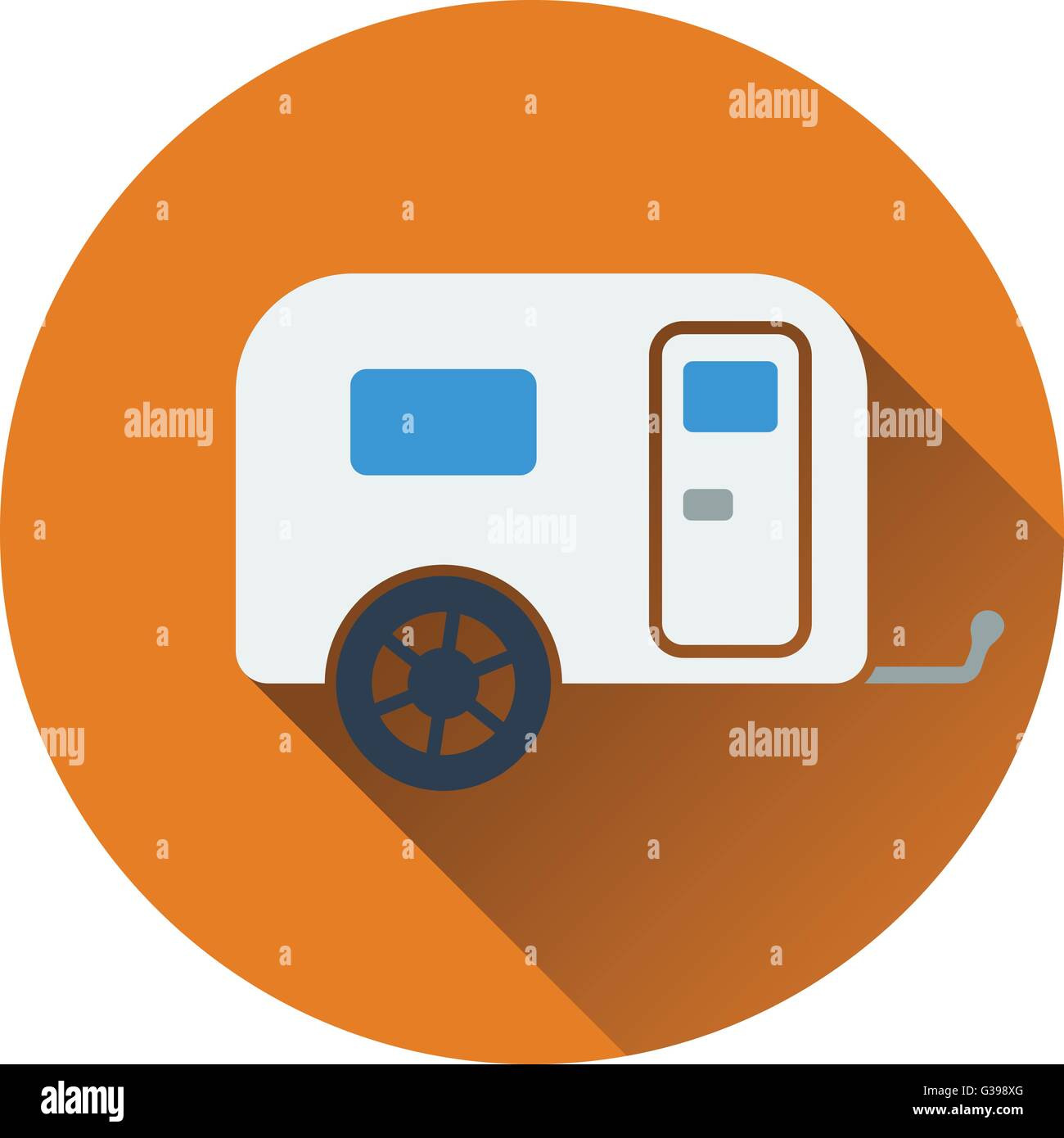 Icon of camping family caravan car. Flat design. Vector illustration ...
