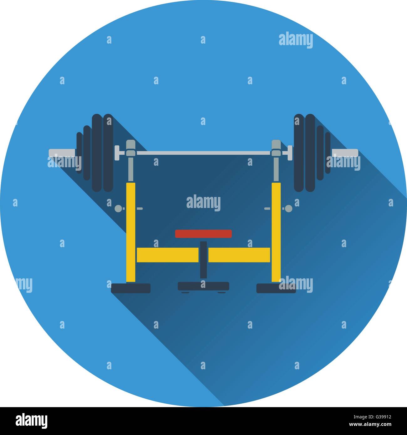 Icon of Bench with barbell. Flat design. Vector illustration Stock ...