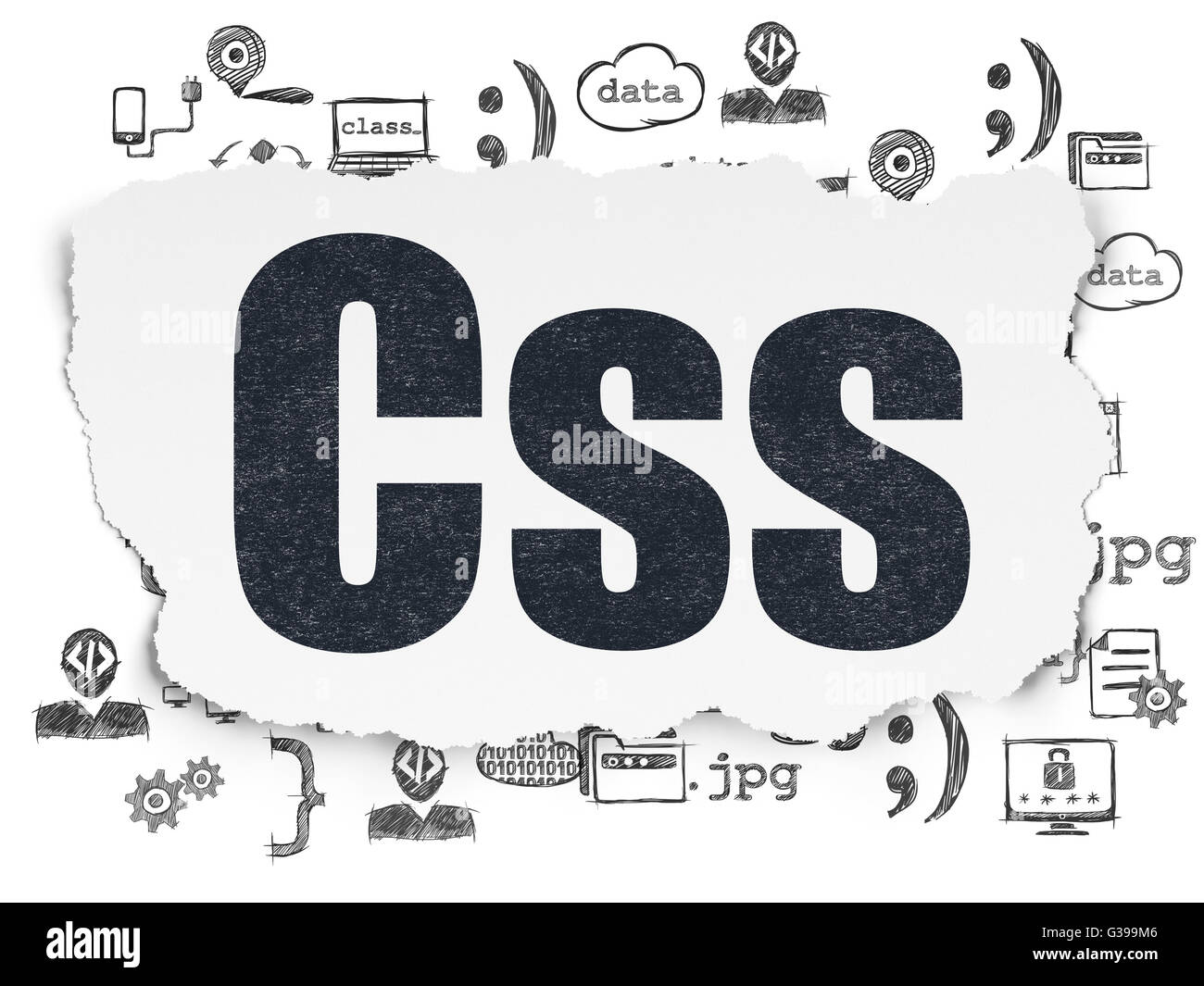Programming concept: Css on Torn Paper background Stock Photo - Alamy