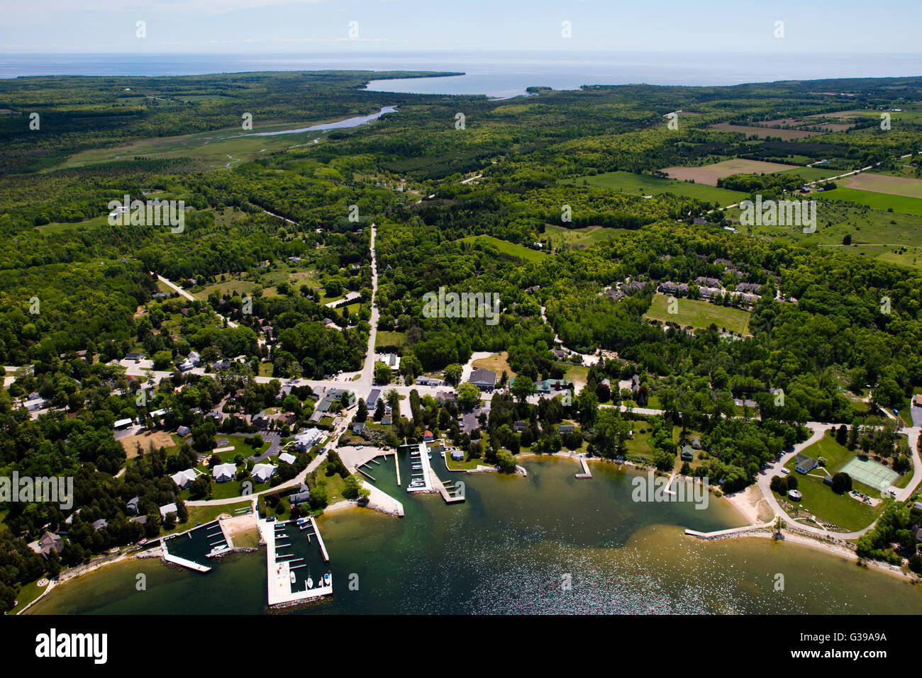Aerial View Of Ellison Bay Door County Wisconsin On A