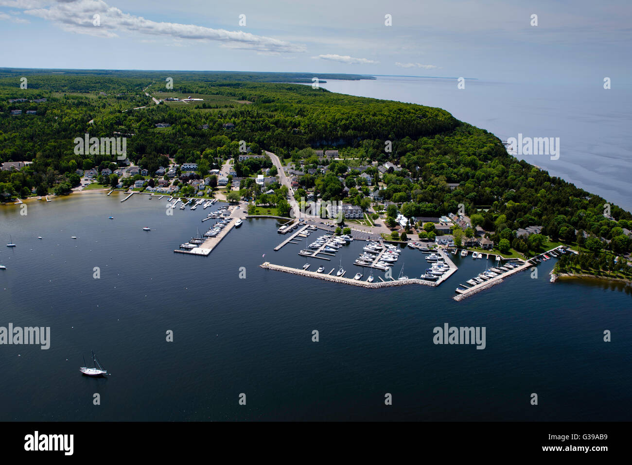 Aerial view of Fish Creek, Door County, Wisconsin Stock Photo Alamy